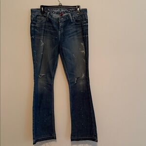 Guess Dark Blue Distressed Flare Jeans